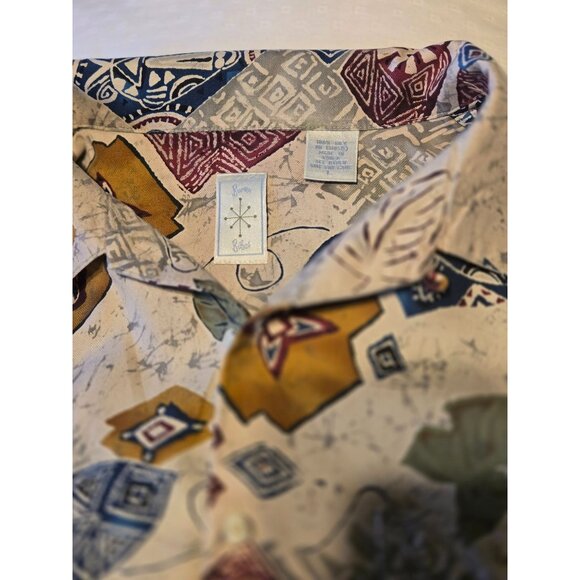 Vintage Burma Bibas Hawaiian Button Up Men's Shirt Size L 100% Silk - Picture 4 of 5